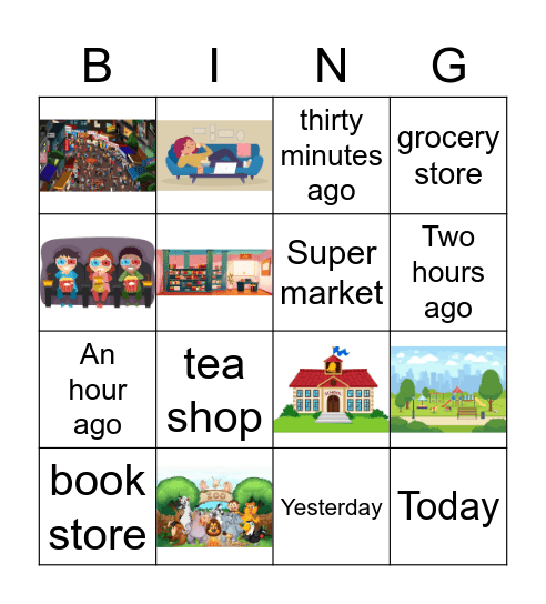 Places and Time Bingo Card