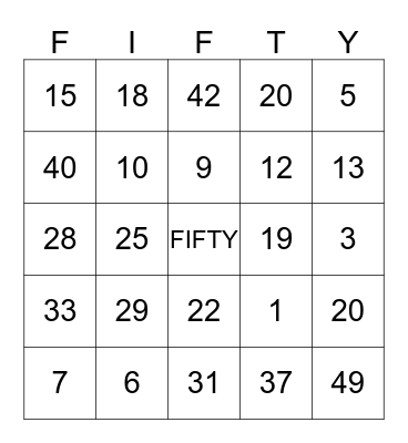 Celebrating 50 Years! Bingo Card