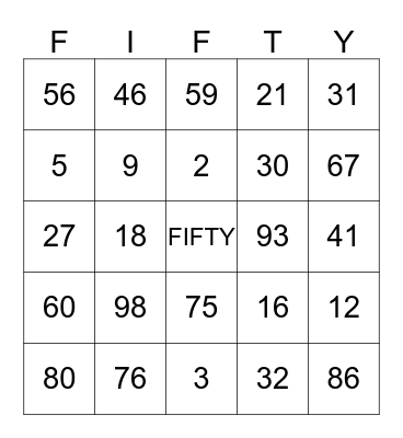 Celebrating 50 Years! Bingo Card