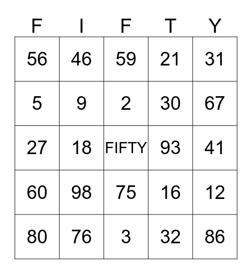 Celebrating 50 Years! Bingo Card