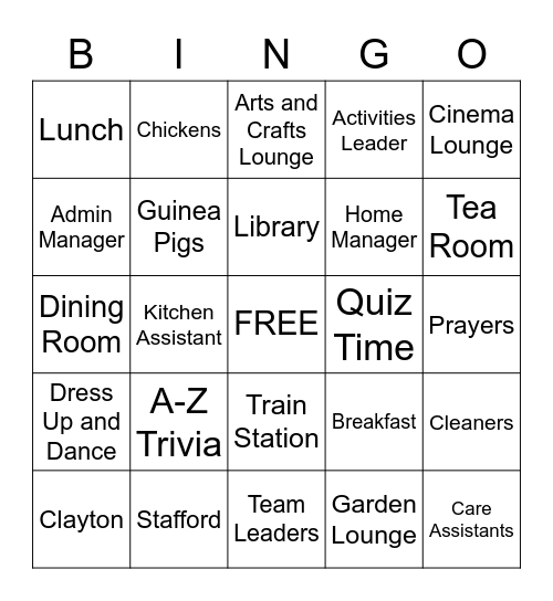 Villa Adastra Bingo Card