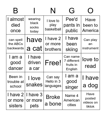 Who's Who Bingo Card