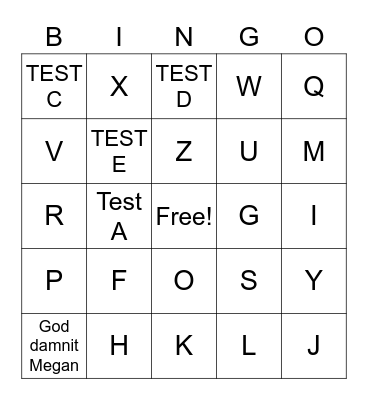 TEST Bingo Card