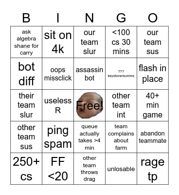 Road to Iron IV Bingo Card