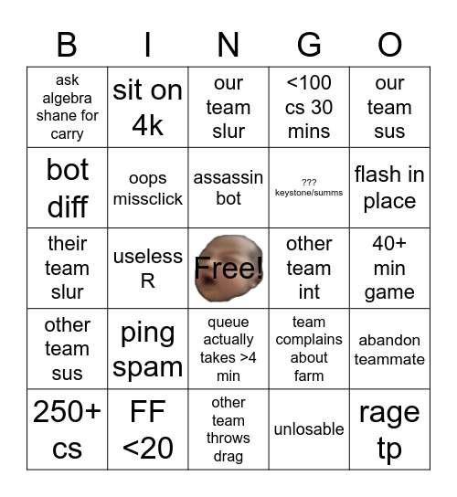 Road to Iron IV Bingo Card