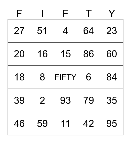 Celebrating 50 Years! Bingo Card