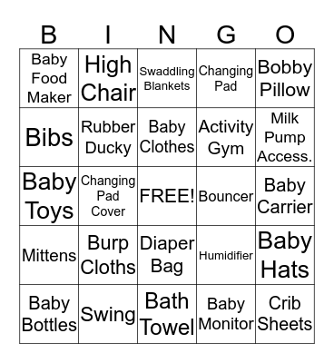 Karolyn & Brian's Baby Shower Bingo Card