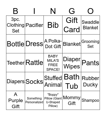 Stephanie's Baby Shower Bingo! Bingo Card