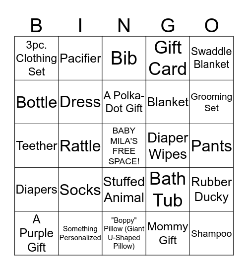 Stephanie's Baby Shower Bingo! Bingo Card