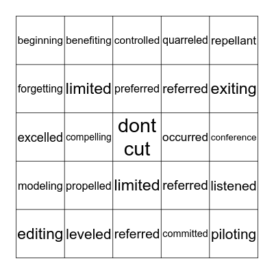 Word Study Bingo Card