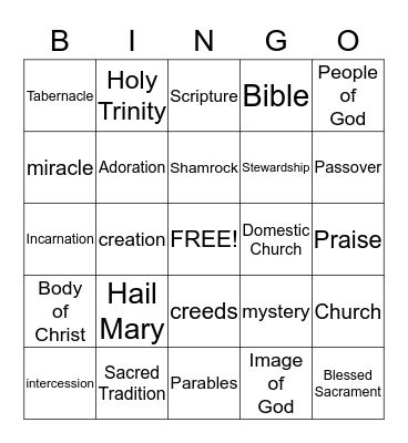 Alive in Christ! No. 1 Bingo Card