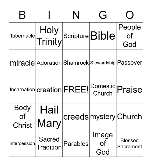 Alive in Christ! No. 1 Bingo Card