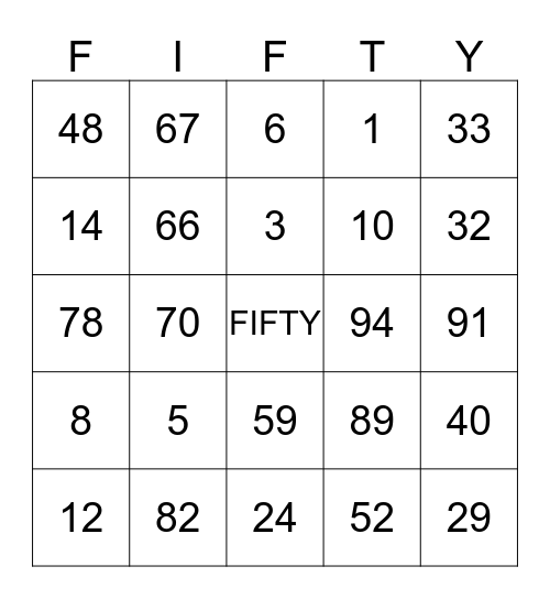 Celebrating 50 Years! Bingo Card