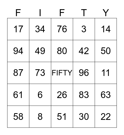 Celebrating 50 Years! Bingo Card