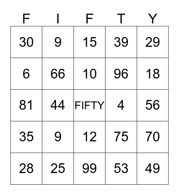 Celebrating 50 Years! Bingo Card