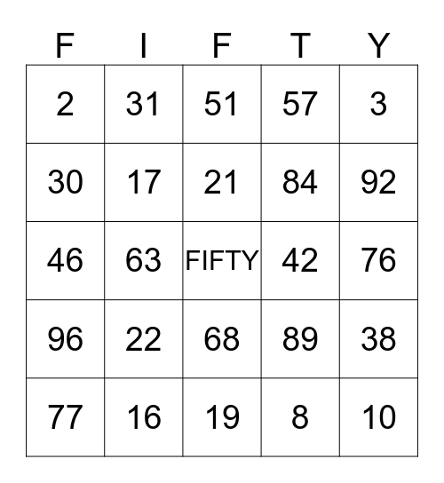 Celebrating 50 Years! Bingo Card