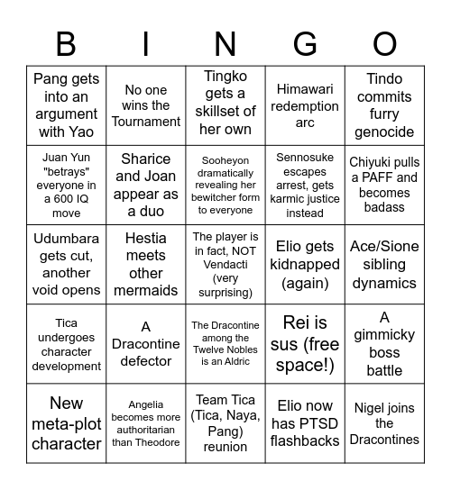 Sdorica -Eclipse- Bingo Chart Bingo Card