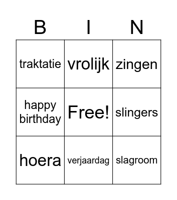 VERJAARDAGSBINGO Card