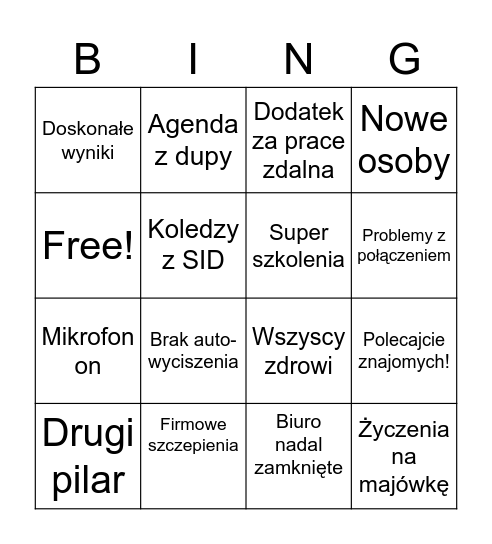 Communication meeting Bingo Card