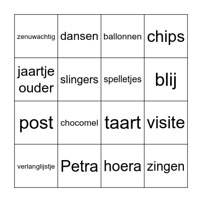 VERJAARDAGSBINGO Card