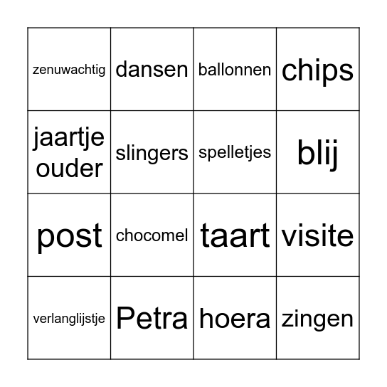 VERJAARDAGSBINGO Card