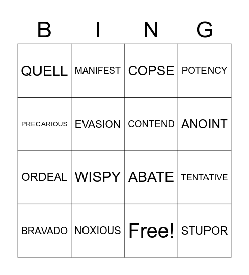 HUNGER GAMES BINGO Card