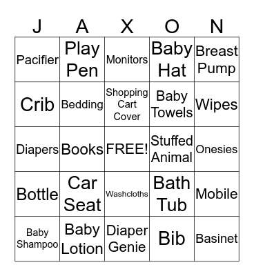 Baby Bingo Card