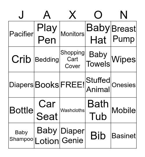 Baby Bingo Card