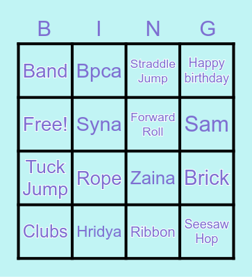 Gymnastics Bingo Card