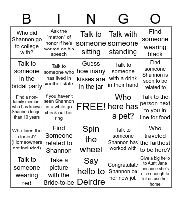 Scavenger Hunt Bingo Card