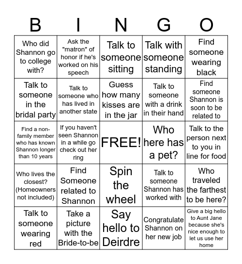 Scavenger Hunt Bingo Card