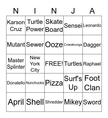 TMNT BINGO Card