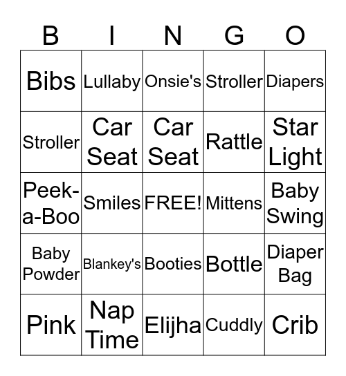 Baby Bingo Card
