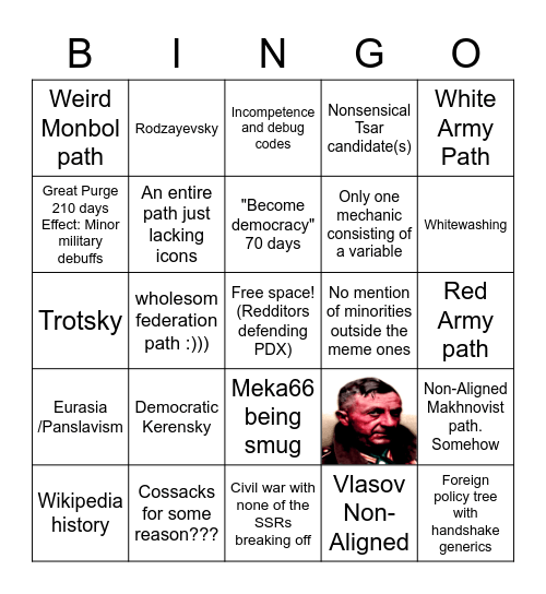 Soviet Dev Diary Bingo Card