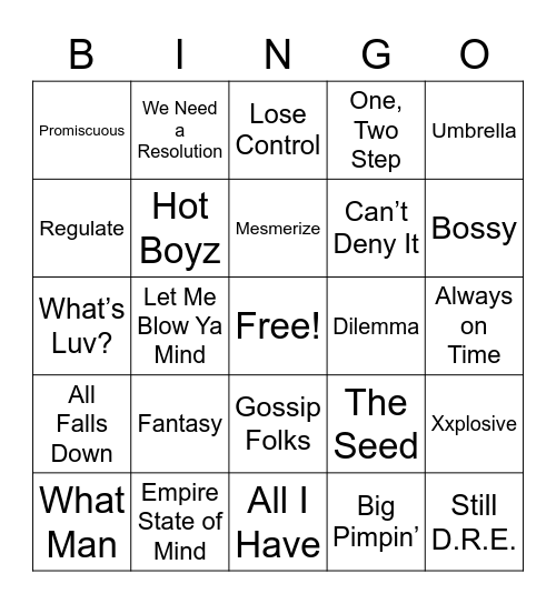 FEATURING... Bingo Card