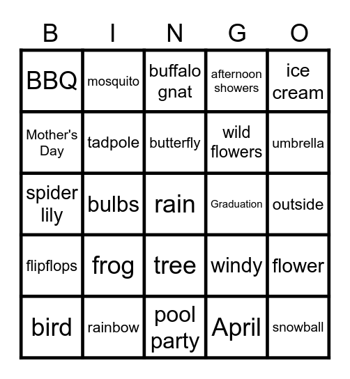 SPRING Bingo Card