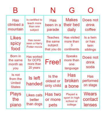 LBV Welcome BINGO!        Find Someone Who... Bingo Card