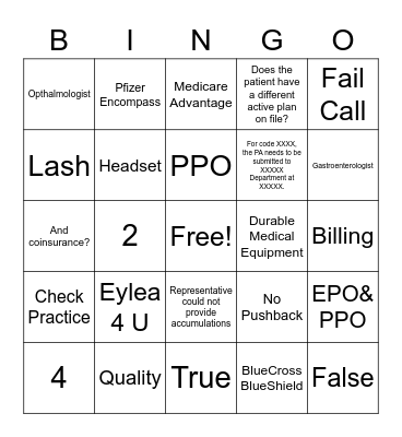 LASH BINGO Card