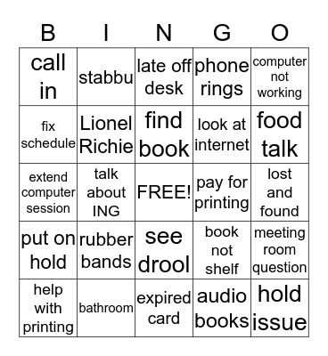 reference desk Bingo Card