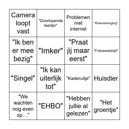 Groepsraad Katimavik Bingo Card