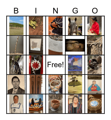 Instructions: You must locate five pictures in a row and mark the location on the back in order to get a BINGO. Bingo Card