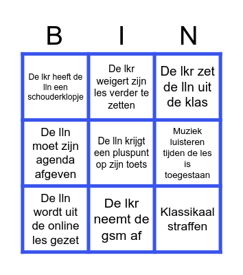 Straffen en belonen Bingo Card