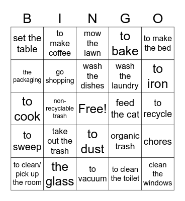 CHORES! Bingo Card