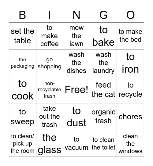 CHORES! Bingo Card