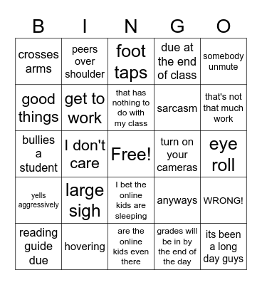 Andrew mannerisms Bingo Card