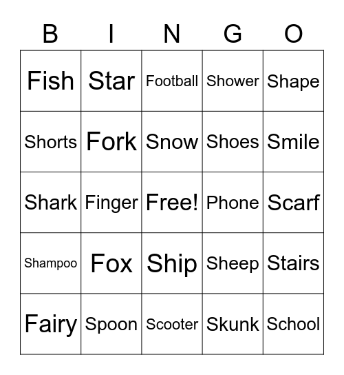 blends and /f/ sound Bingo Card