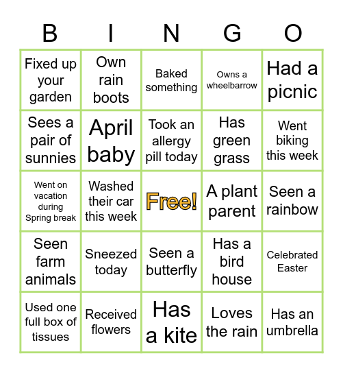 SPRING BINGO Card