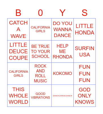 THE BEACH Bingo Card