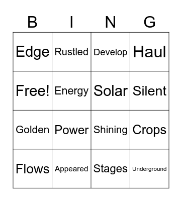 Vocabulary Bingo Unit 6 Bingo Card