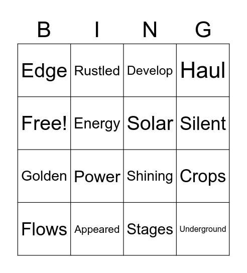 Vocabulary Bingo Unit 6 Bingo Card